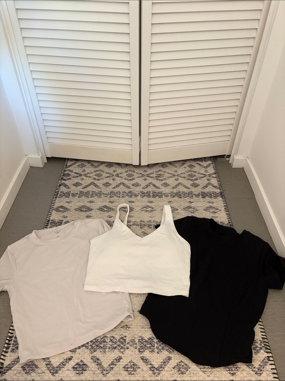 White Tank Top with White Tee and Black Knit Top - 4-Piece Set